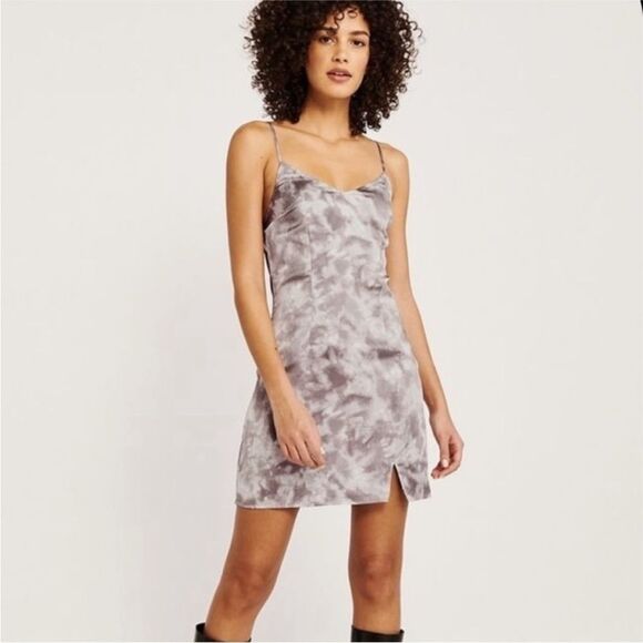 2/$30 Abercrombie & Fitch Gray Tie-Dye Tie waist Slip Dress Tall M - Picture 1 of 9